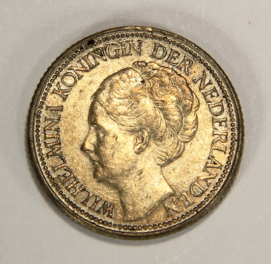 1940 Netherlands 25 Cents Queen Wihelmina - Silver Coin .640 Twenty-Five Cents L022010