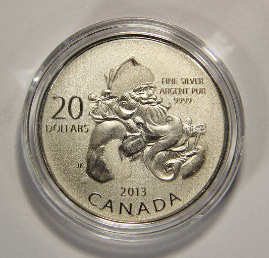 2013 Canada $20 Dollars Santa Claus Silver Coin .9999 Twenty Dollars 1/4 oz L022011