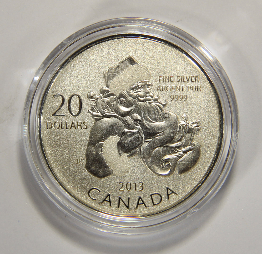 2013 Canada $20 Dollars Santa Claus Silver Coin .9999 Twenty Dollars 1/4 oz L022011