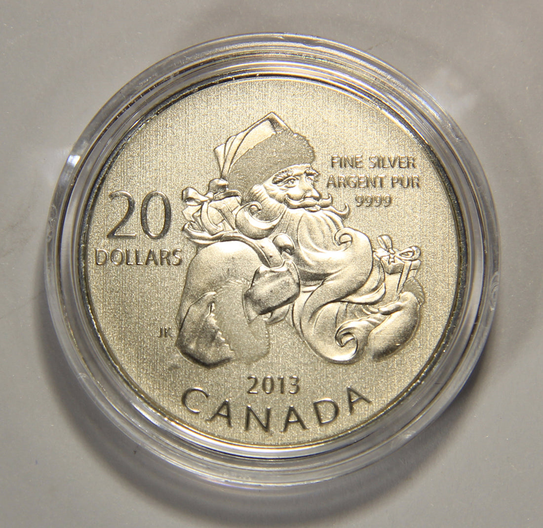 2013 Canada $20 Dollars Santa Claus Silver Coin .9999 Twenty Dollars 1/4 oz L022011
