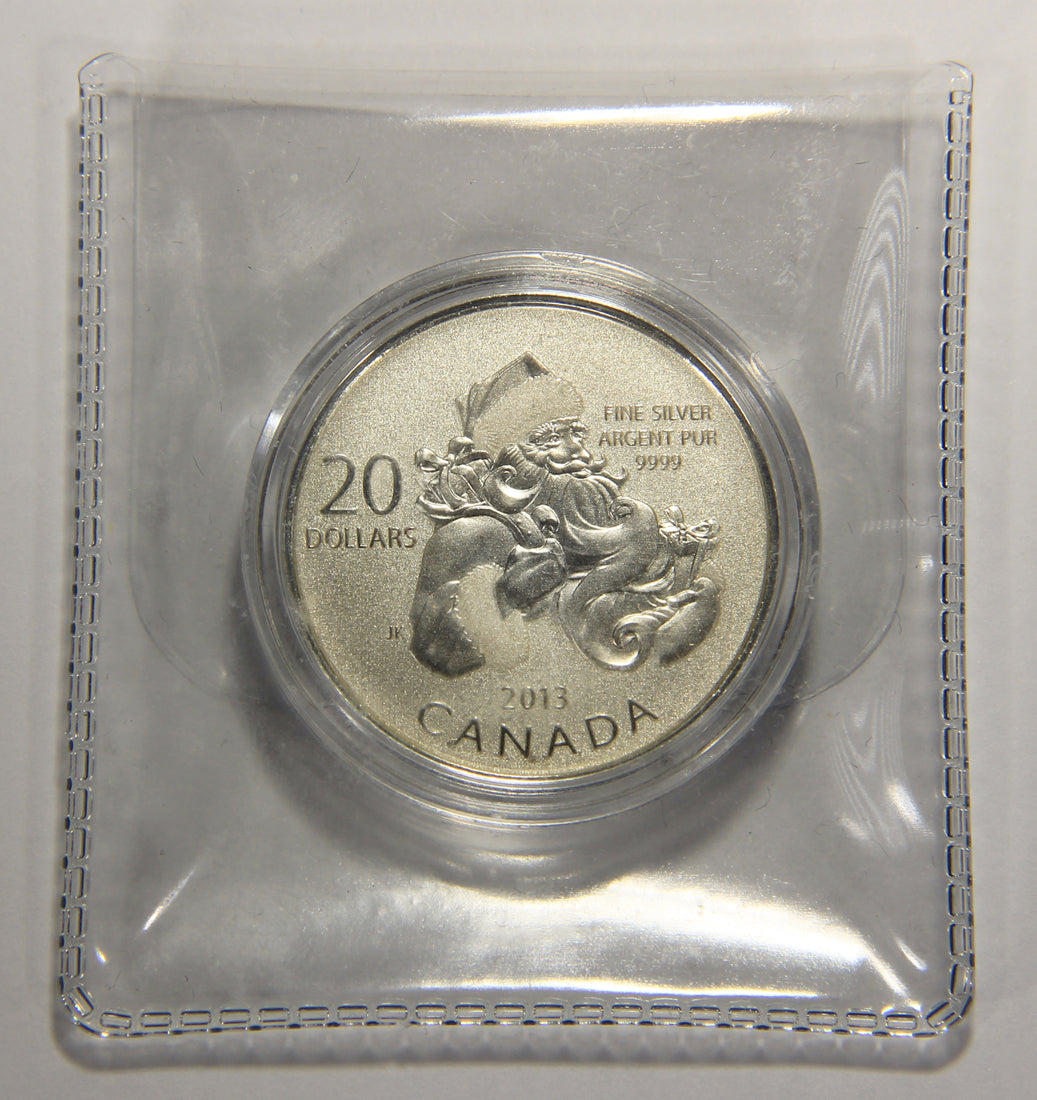 2013 Canada $20 Dollars Santa Claus Silver Coin .9999 Twenty Dollars 1/4 oz L022011