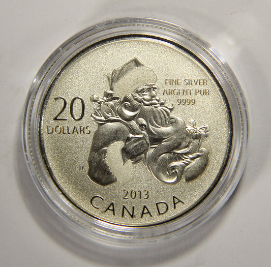 2013 Canada $20 Dollars Santa Claus Silver Coin .9999 Twenty Dollars 1/4 oz L022013