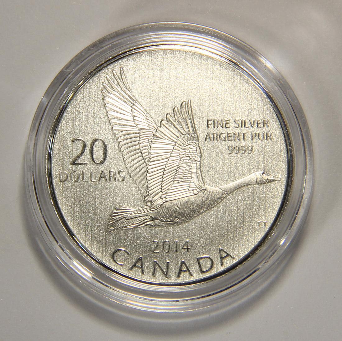 2014 Canada $20 Dollars Flying Goose Silver Coin .9999 Twenty Dollars 1/4 oz L022014
