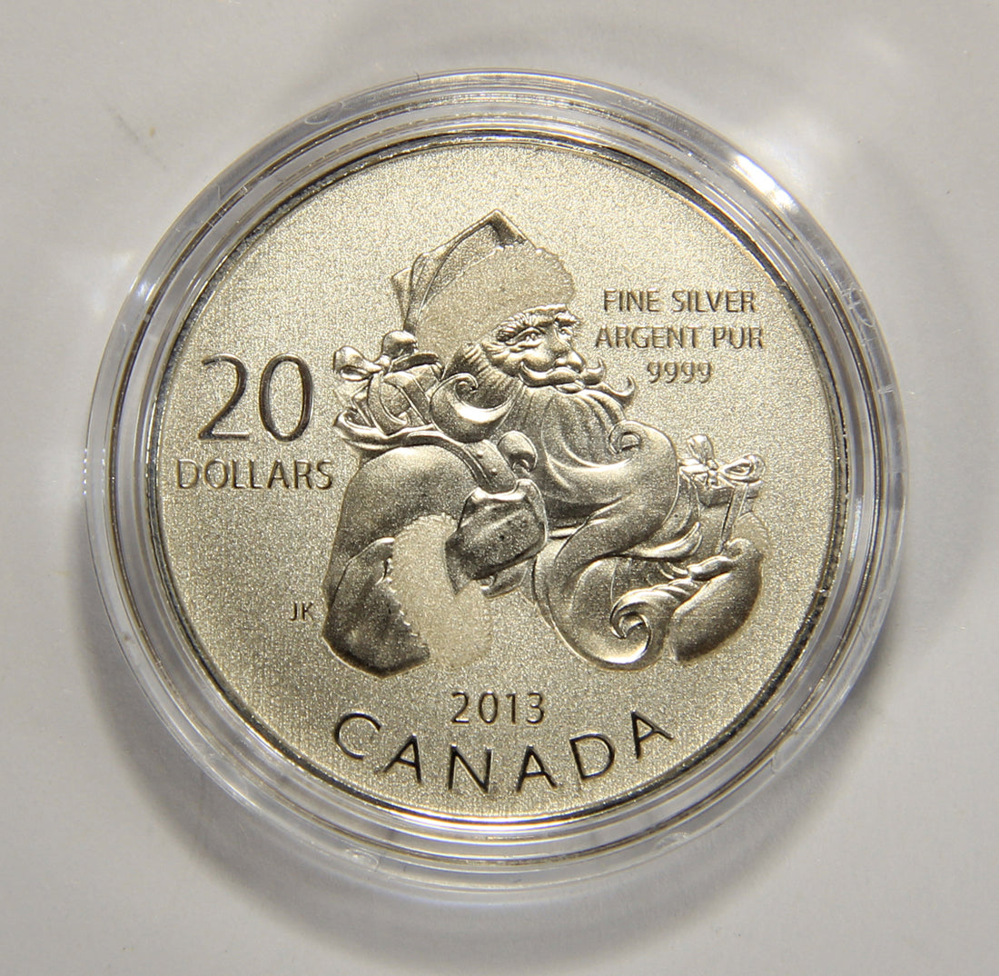 2013 Canada $20 Dollars Santa Claus Silver Coin .9999 Twenty Dollars 1/4 oz L022015