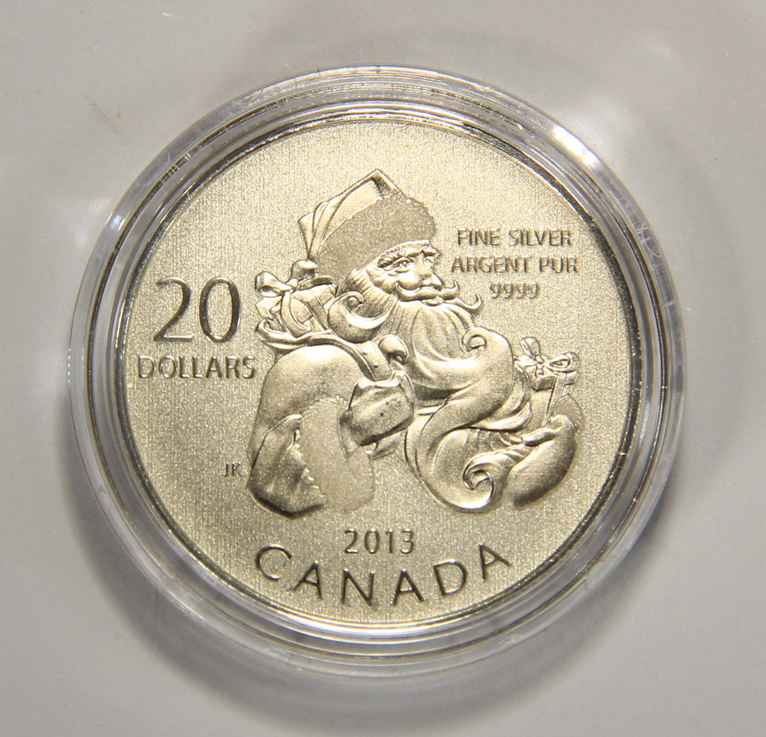 2013 Canada $20 Dollars Santa Claus Silver Coin .9999 Twenty Dollars 1/4 oz L022015