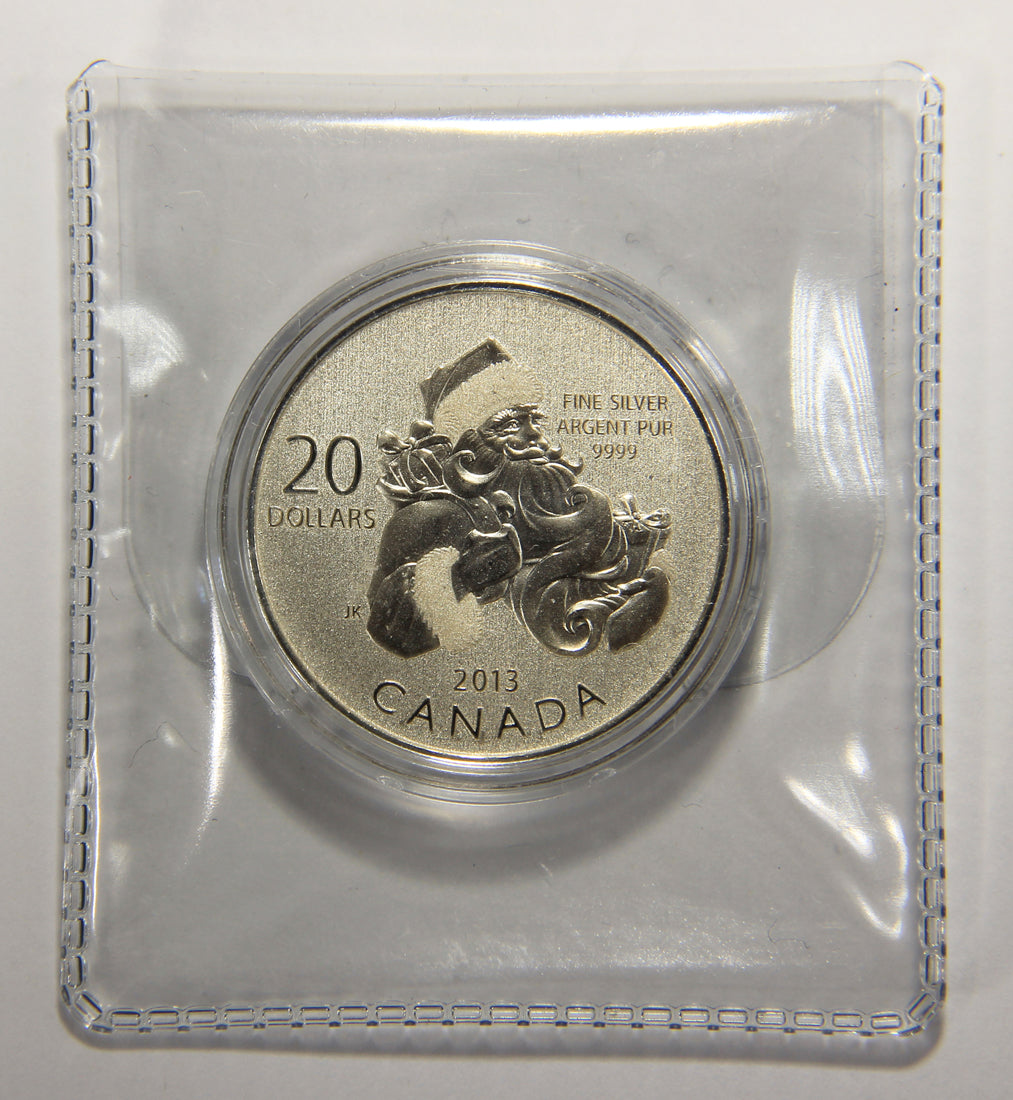 2013 Canada $20 Dollars Santa Claus Silver Coin .9999 Twenty Dollars 1/4 oz L022015