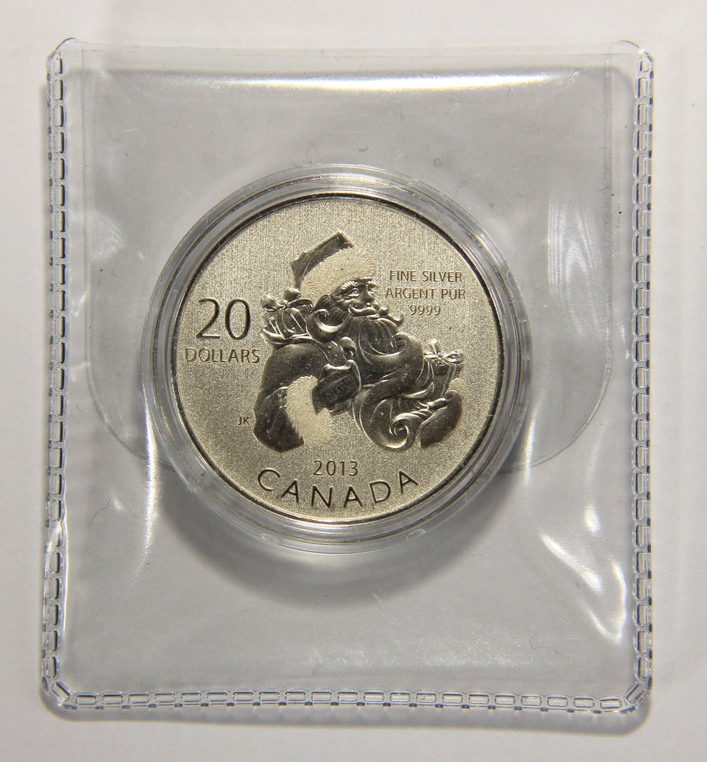 2013 Canada $20 Dollars Santa Claus Silver Coin .9999 Twenty Dollars 1/4 oz L022015