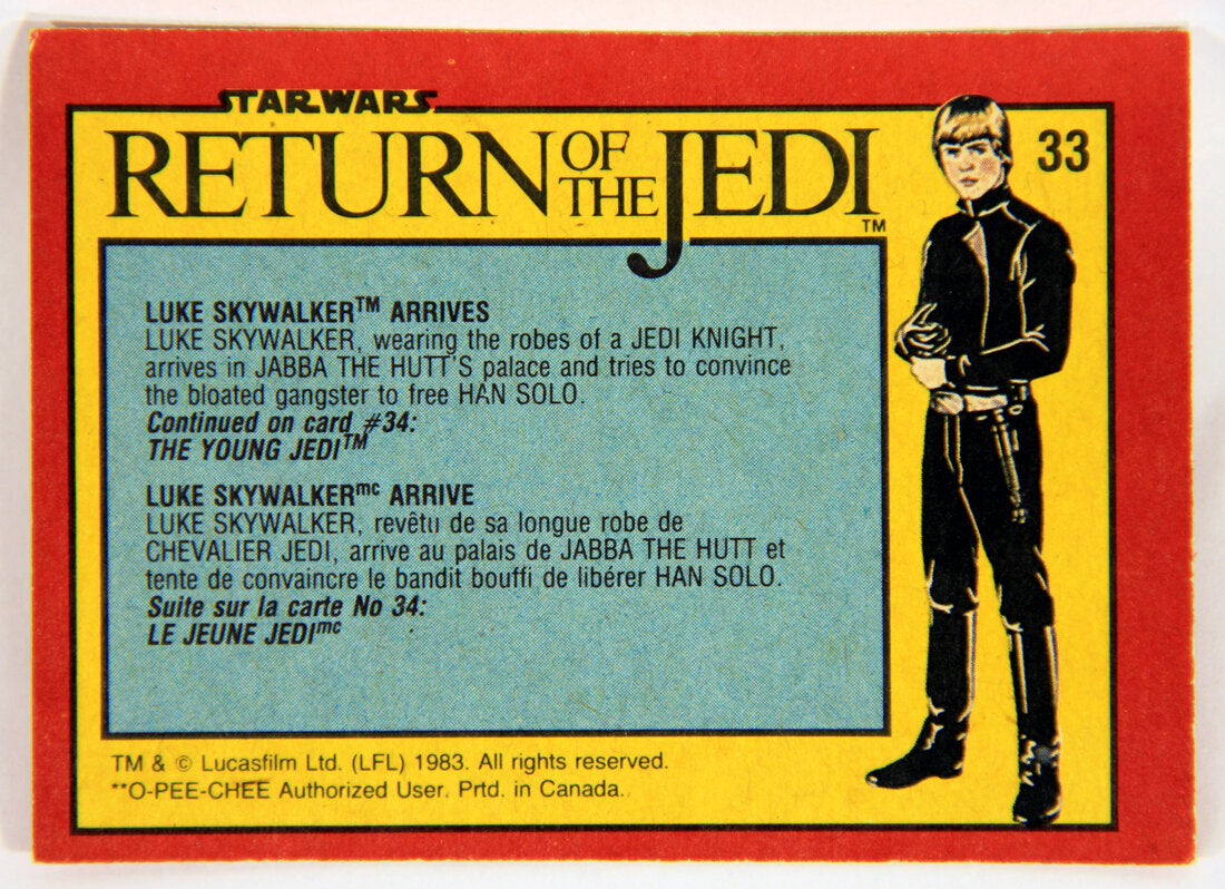 Star Wars ROTJ 1983 Trading Card #33 Luke Skywalker Arrives FR-ENG Canada L001419