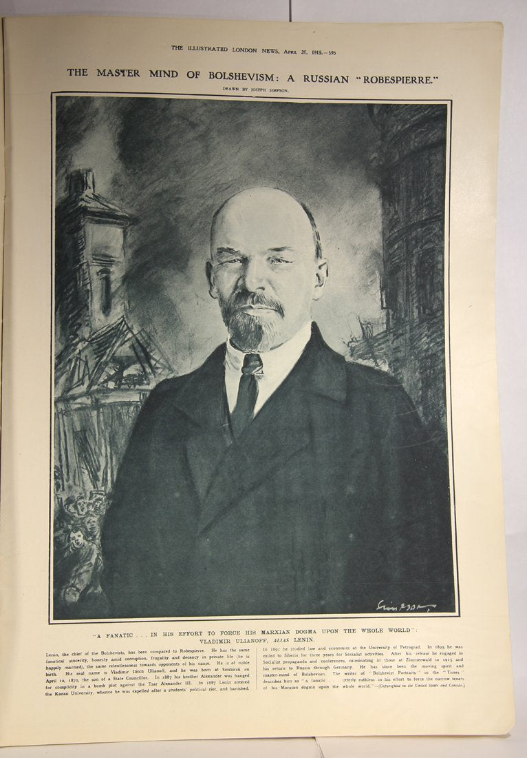 The Illustrated London News April 26, 1919 Trotsky Lenin Shakespeare L001810