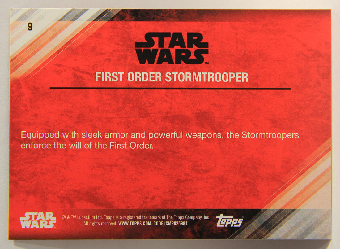 Star Wars The Last Jedi 2017 Trading Card #9 First Order Stormtrooper ENG L001956