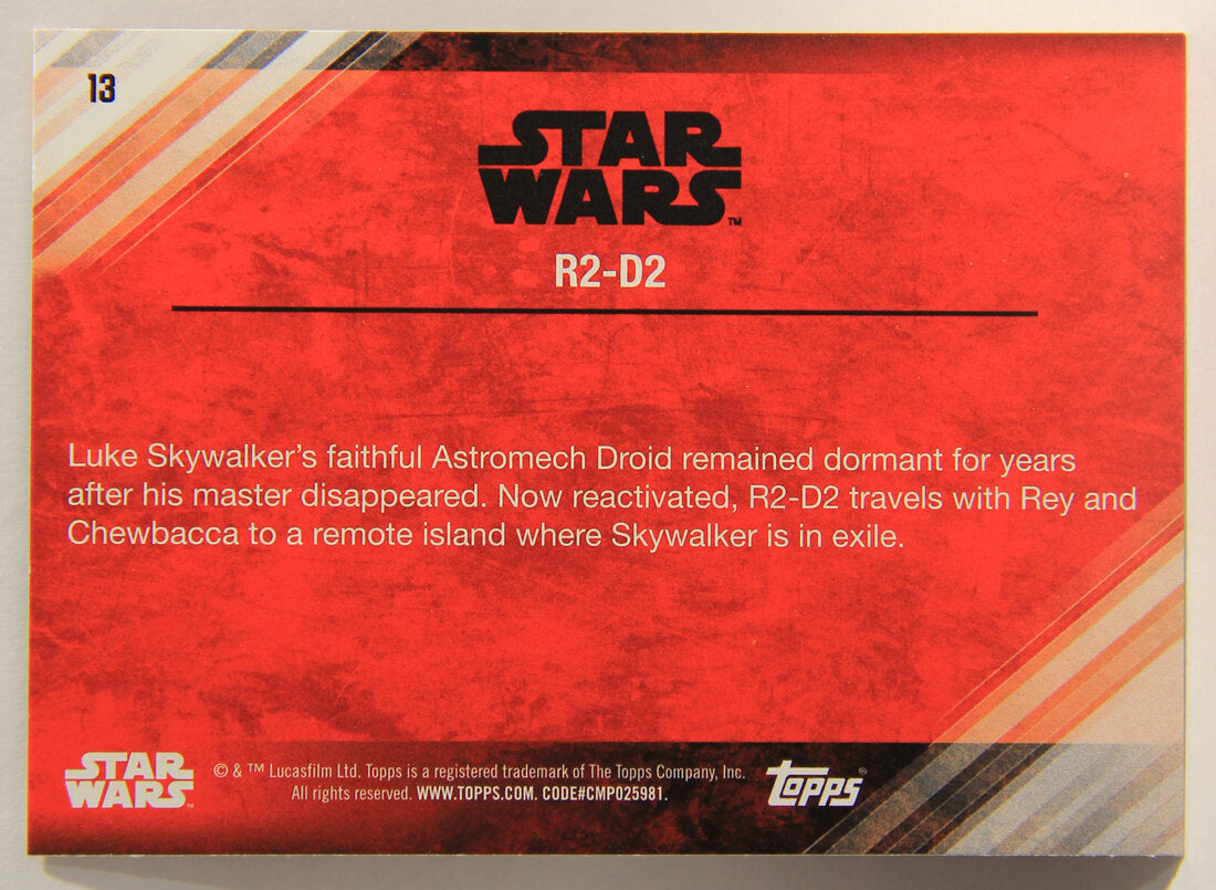 Star Wars The Last Jedi 2017 Trading Card #13 R2-D2 ENG L001958