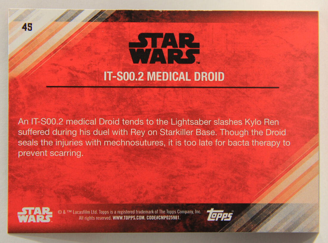 Star Wars The Last Jedi 2017 Trading Card #45 IT-S00.2 Medical Droid ENG L001972