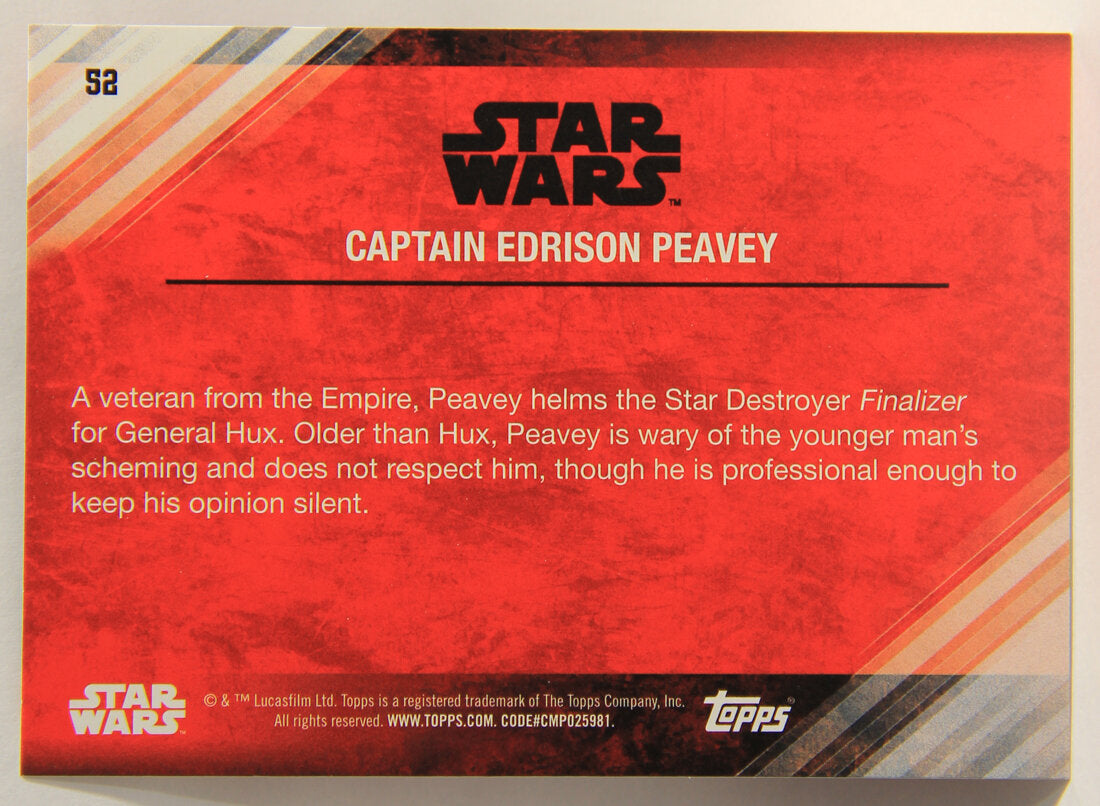 Star Wars The Last Jedi 2017 Trading Card #52 Captain Edrison Peavey ENG L001973
