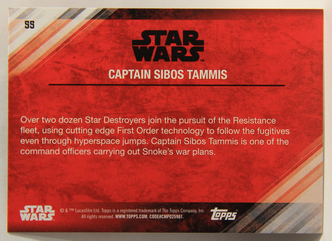 Star Wars The Last Jedi 2017 Trading Card #55 Captain Sibos Tammis ENG L001974