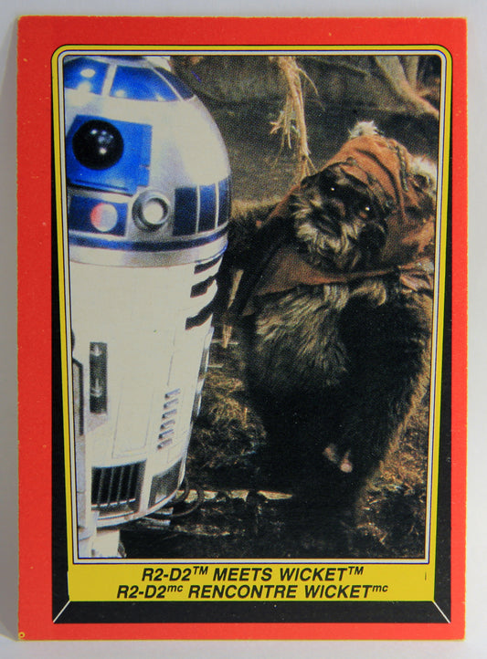 Star Wars ROTJ 1983 Trading Card #91 R2-D2 Meets Wicket FR-ENG Canada L001998