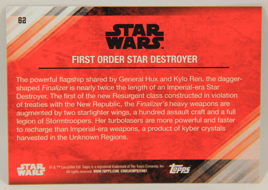 Star Wars The Last Jedi 2017 Trading Card #62 First Order Star Destroyer Purple Parallel L002278