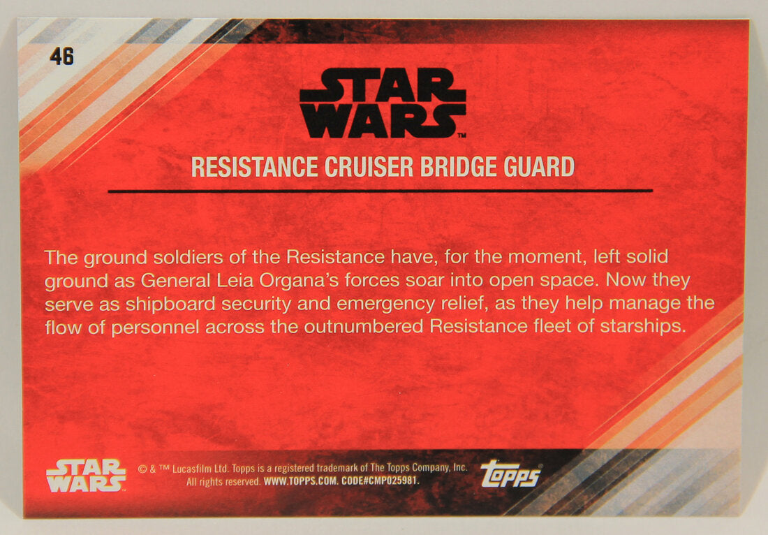 Star Wars The Last Jedi 2017 Card #46 Resistance Cruiser Bridge Guard Green Parallel L002285