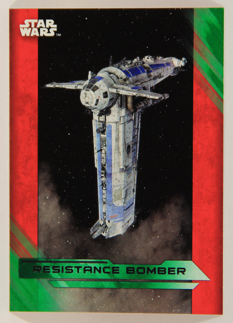 Star Wars The Last Jedi 2017 Trading Card #58 Resistance Bomber Green Parallel ENG L002287