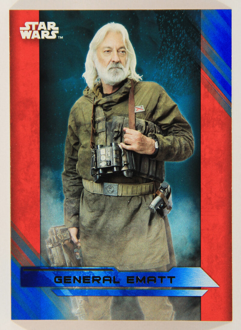 Star Wars The Last Jedi 2017 Card #31 General Ematt Blue Parallel ENG L002293