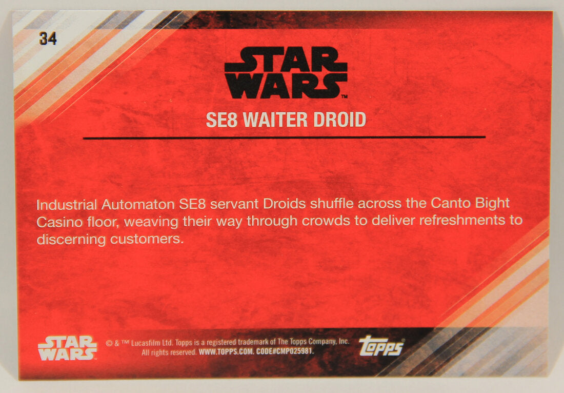 Star Wars The Last Jedi 2017 Card #34 SE8 Waiter Droid Blue Parallel ENG L002294