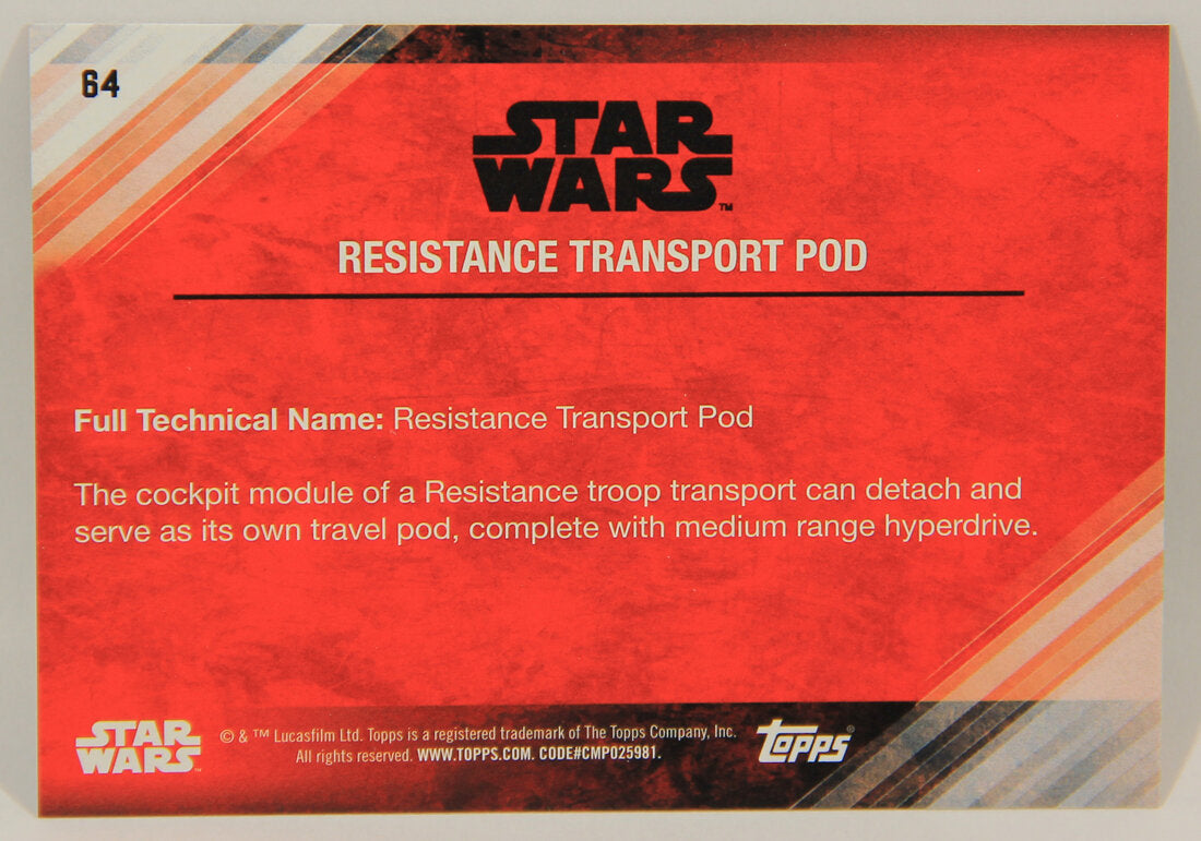 Star Wars The Last Jedi 2017 Card #64 Resistance Transport Pod Blue Parallel ENG L002297