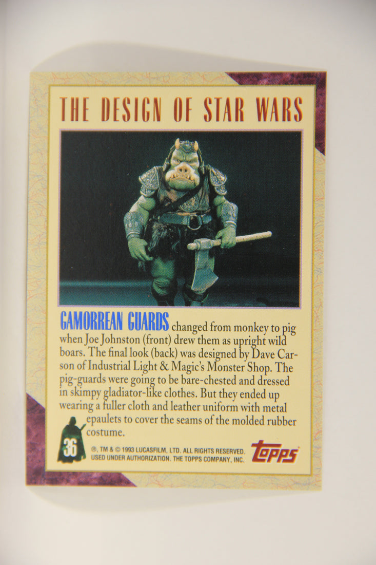 Star Wars Galaxy 1993 Topps Card #36 Gamorrean Guard Artwork ENG L002928