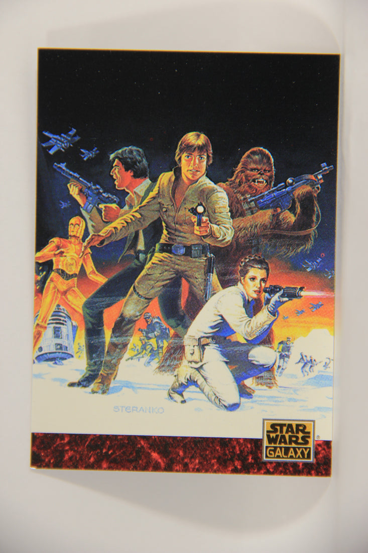 Star Wars Galaxy 1993 Topps Card #81 Leia Luke Han Chewie Artwork ENG L002969