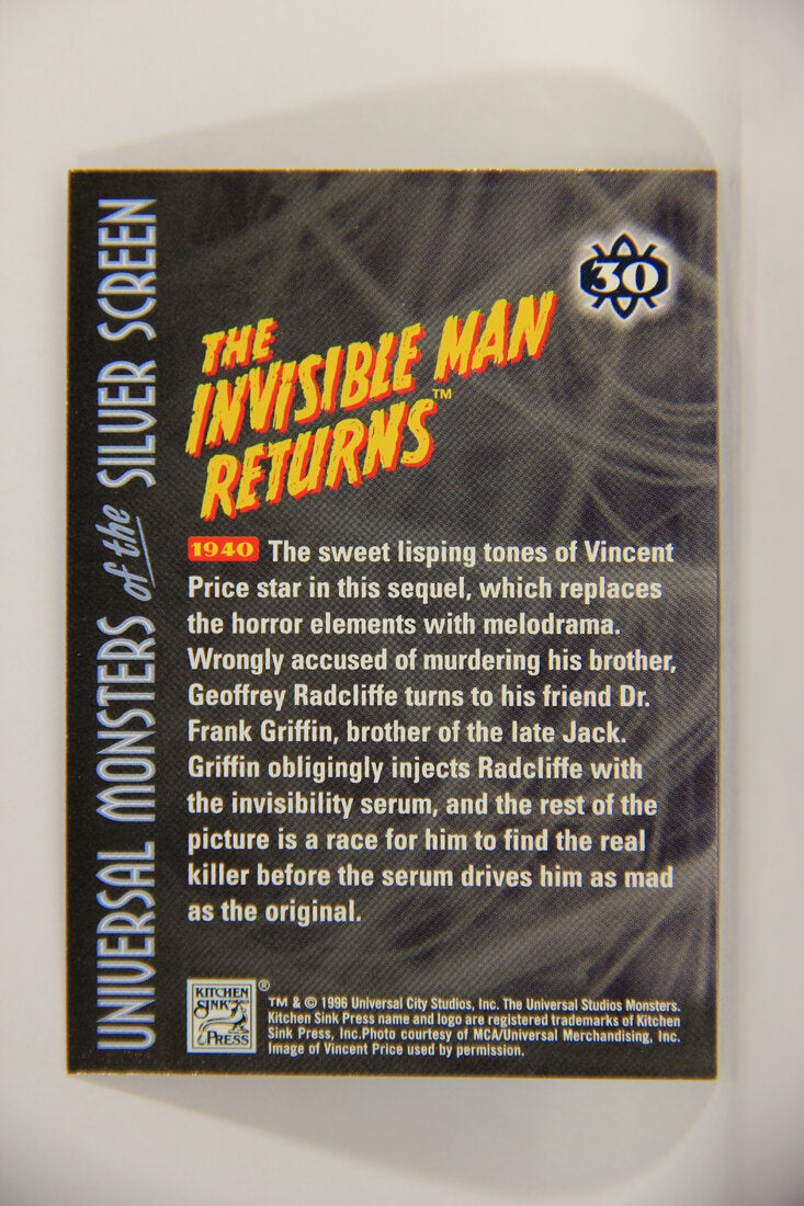 Universal Monsters Of The Silver Screen 1996 Card #30 The Invisible Man Returns 1940 L003065