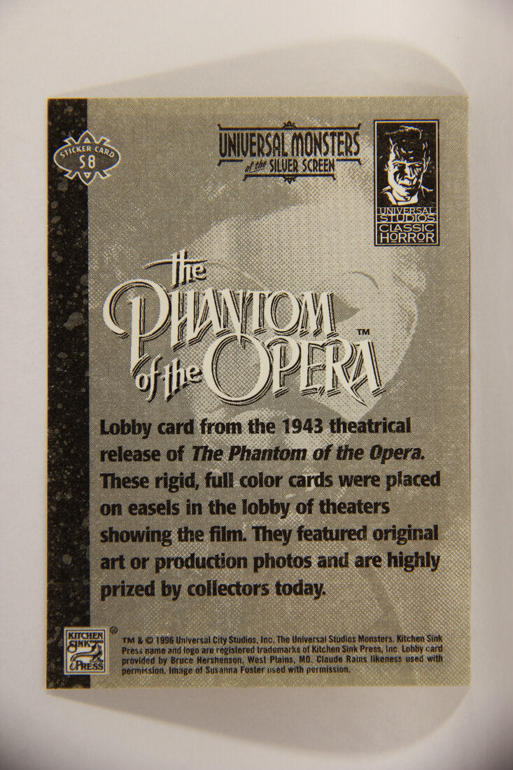 Universal Monsters Of The Silver Screen 1996 Sticker Card #S8 The Phantom Of The Opera 1943 L003127