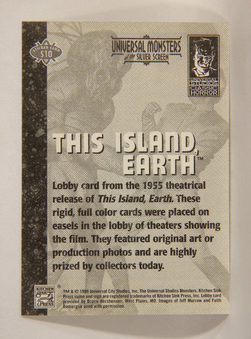Universal Monsters Of The Silver Screen 1996 Sticker Card #S10 This Island Earth 1955 L003128