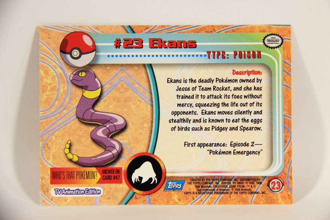 Pokmon Card Ekans #23 TV Animation Blue Logo 1st Print ENG L003845 AGS Collectibles Pokmon Card Ekans #23 TV Animation Blue Logo 1st Print ENG L003845 AGS Collectibles