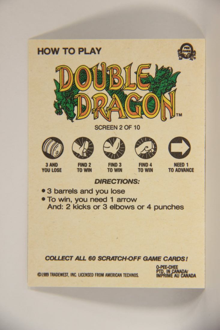 Nintendo Double Dragon 1989 Scratch-Off Card Screen #2 Of 10 ENG L004134