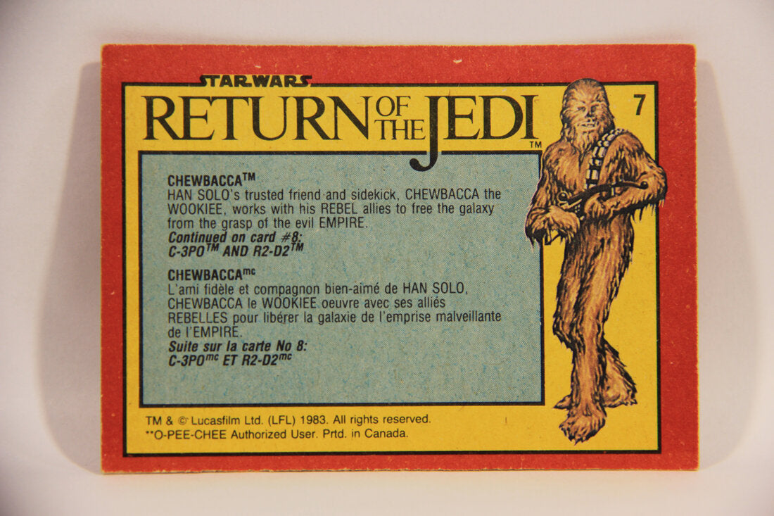 Star Wars ROTJ 1983 Trading Card #7 Chewbacca FR-ENG Canada L004434