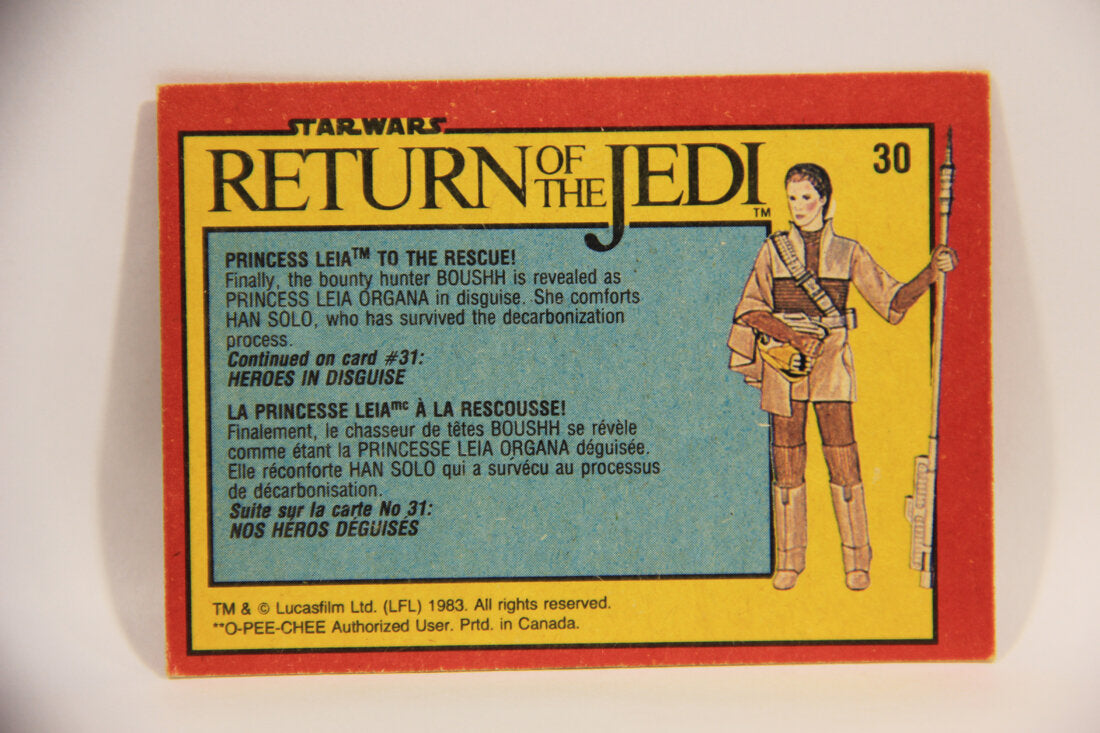 Star Wars ROTJ 1983 Trading Card #30 Princess Leia To The Rescue FR-ENG Canada L004448