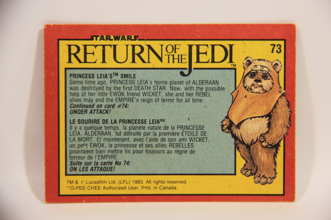 Star Wars ROTJ 1983 Trading Card #73 Princess Leia's Smile FR-ENG Canada L004473