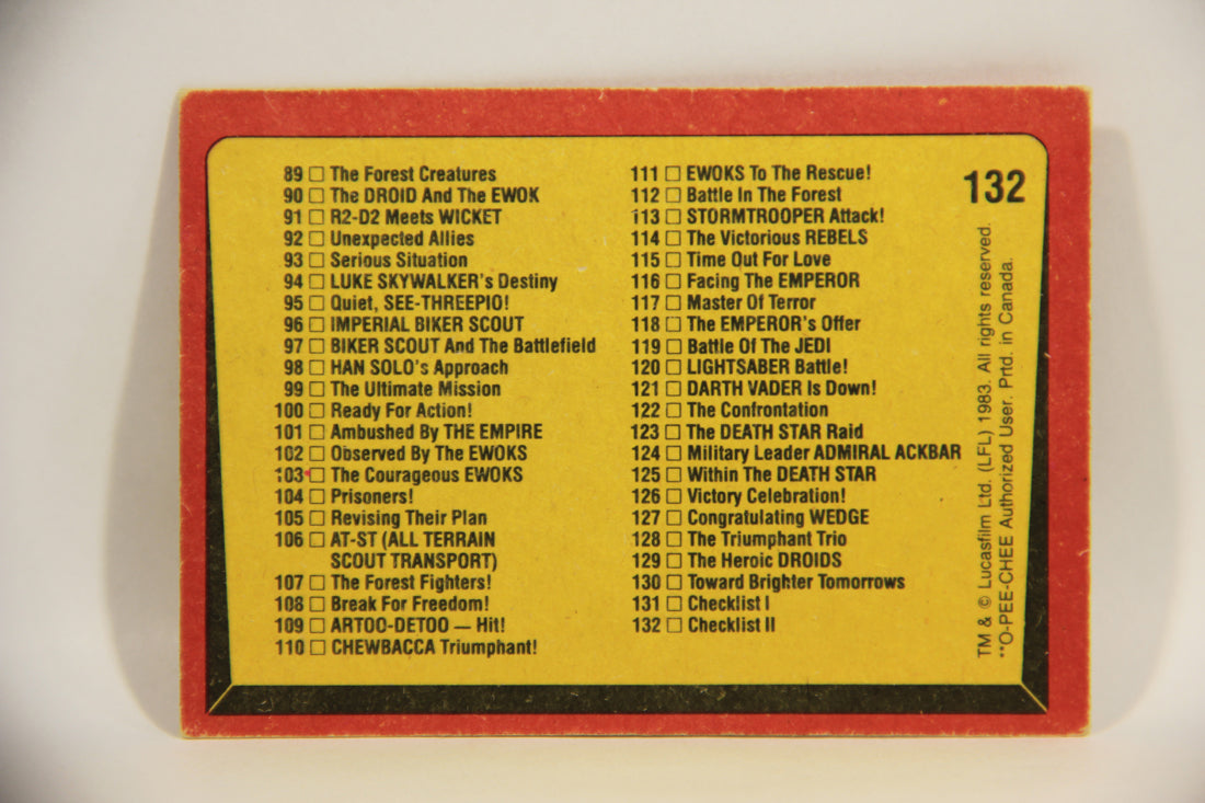 Star Wars ROTJ 1983 Trading Card #132 Checklist II FR-ENG Canada L004505