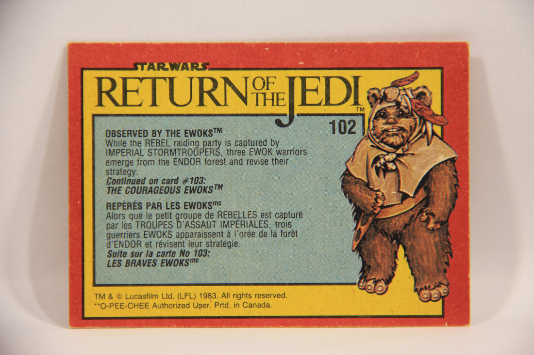 Star Wars ROTJ 1983 Trading Card #102 Observed By The Ewoks FR-ENG Canada L004660