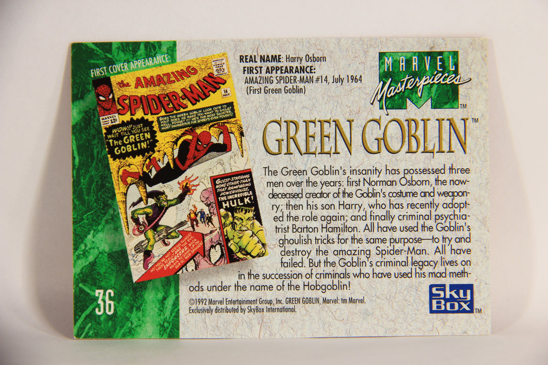 Marvel Masterpieces 1992 Trading Card #36 Green Goblin ENG SkyBox L005131