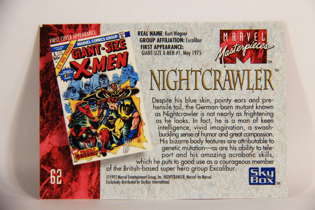 Marvel Masterpieces 1992 Trading Card #62 Nightcrawler ENG L005157