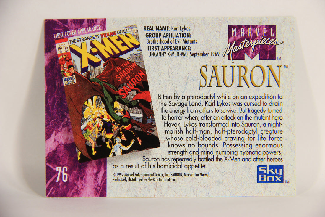 Marvel Masterpieces 1992 Trading Card #76 Sauron ENG SkyBox L005171