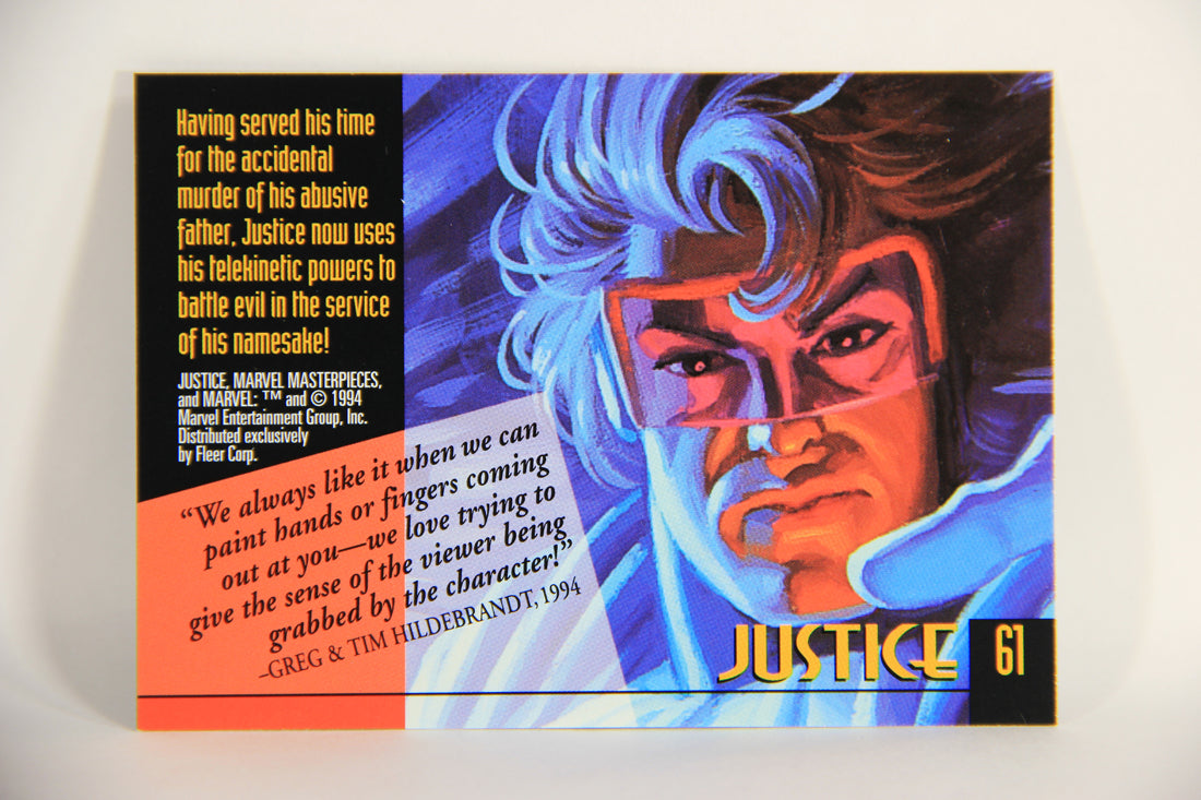 Marvel Masterpieces 1994 Trading Card #61 Justice ENG Fleer L005261