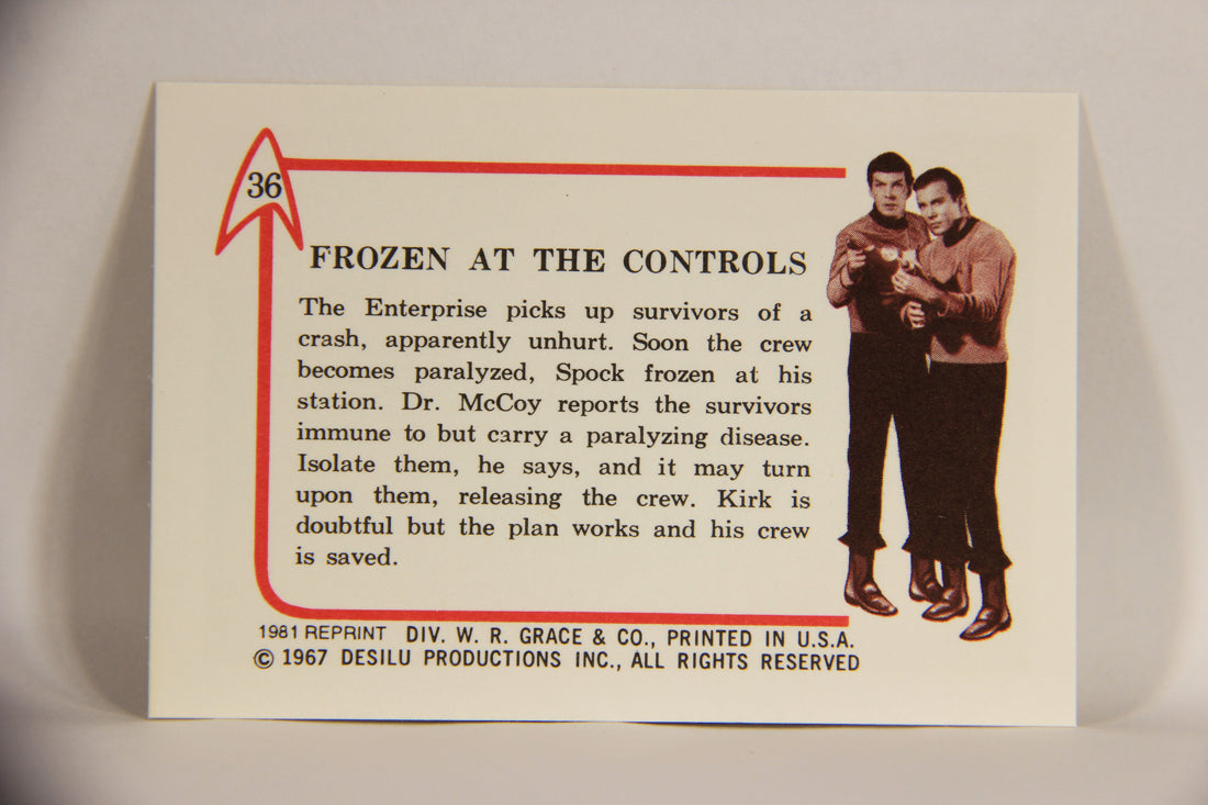 Star Trek 1981 REPRINT 1967 Leaf Trading Card #36 Frozen At The Controls L005397