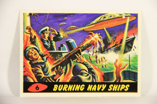 Mars Attacks 1994 Topps Trading Card #6 Burning Navy Ships ENG Artwork L007269