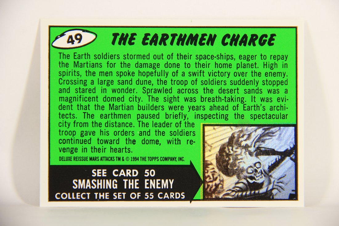 Mars Attacks 1994 Topps Trading Card #49 The Earthmen Charge ENG Artwork L007312