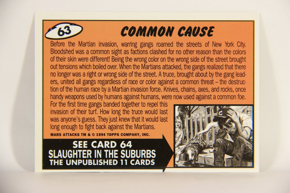 Mars Attacks 1994 Topps Trading Card #63 Common Cause ENG Unpublished Artwork L007326