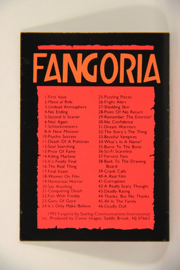 Fangoria Magazine Cover 1992 Trading Card #90 Checklist ENG L007568