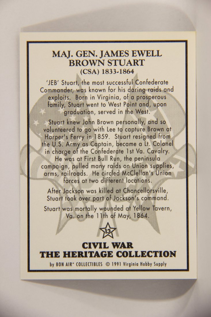 The Civil War Heritage Collection 1991 Trading Card #13 Major Gen. James Ewell Brown Stuart L007991