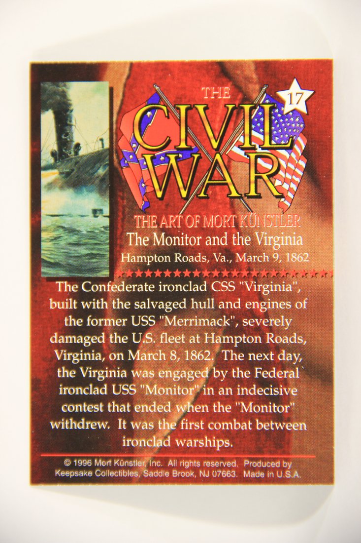 The Civil War The Art Of Mort Künstler 1996 Trading Card #17 The Monitor & The Virginia L008015