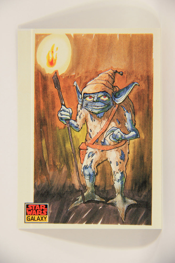 Star Wars Galaxy 1993 Topps Card #32 Yoda As Gremlin Artwork ENG L008248