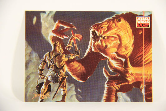 Star Wars Galaxy 1994 Topps Trading Card #215 Gamorrean Guard Feeding Rancor Artwork ENG L008326